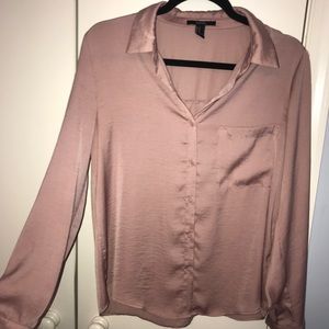 Silk long sleeve button up blouse